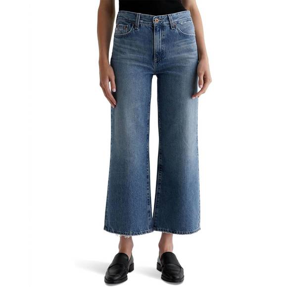 NEW AG JEANS saige mid rise wide leg jeans in castlebay